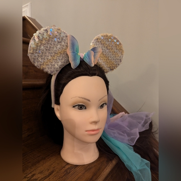 Minnie Mouse Disney Colorful sequin Headband with Long Tulle Ribbons OS - Picture 4 of 9